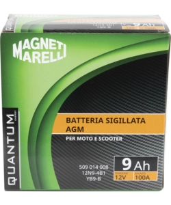 MAGNETI MARELLI BATTERIA MOTO E SCOOTER 9AH 12V 100A TECNOLOGIA AGM SIGILLATA POLO POSITIVO SINISTRO
